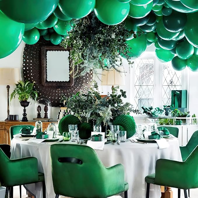 PartyWoo Pearl Emerald Balloons 50pcs Hunter Forest Green Color | 12 Inch - Image 6