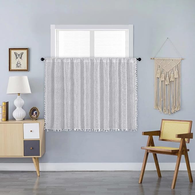 Sutuo Home Boho Sheer Curtain Valance Tier Crochet Lace by SutuoHome