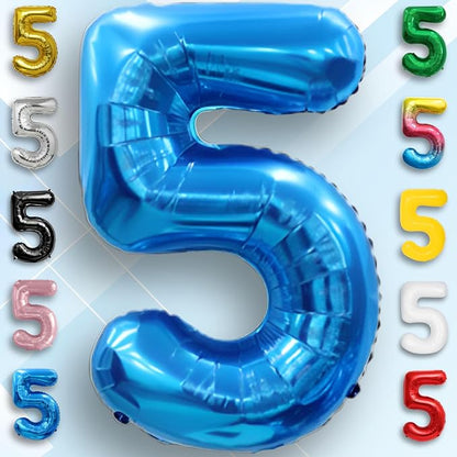 Blue Number Balloon 5 Mylar Foil Balloons 16 inch - Image 6