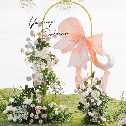 Asee'm 6FT Gold Metal Arch Backdrop Stand Wedding Balloon Background | Arched - Image 5