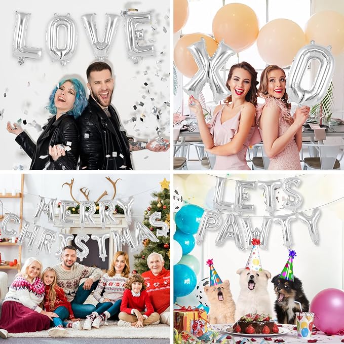 26 Pcs Silver Letter Balloons, 16 Inch Foil Alphabet Letter Balloons, Letter - Image 7