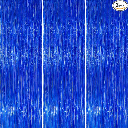PartyWoo Dark Blue Navy Blue Foil Tinsel Streamers Fringe 8.2FT 3pcs | Dark by PartyWoo