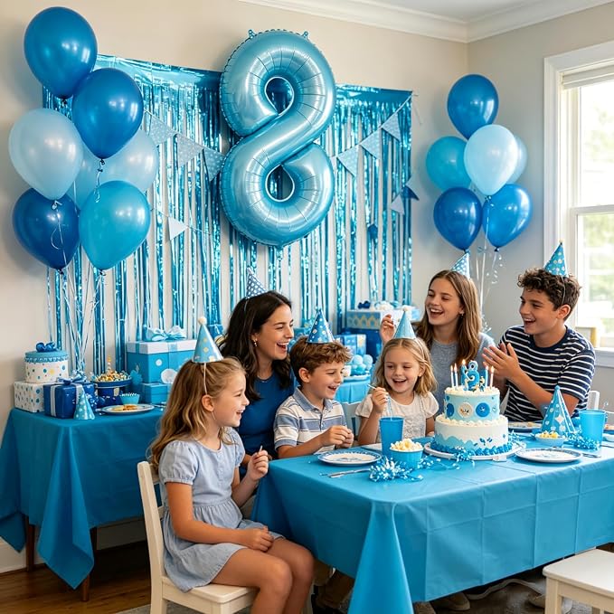 40 Inch Light Blue Number 8 Balloon | 8 Birthday Balloon - Image 5