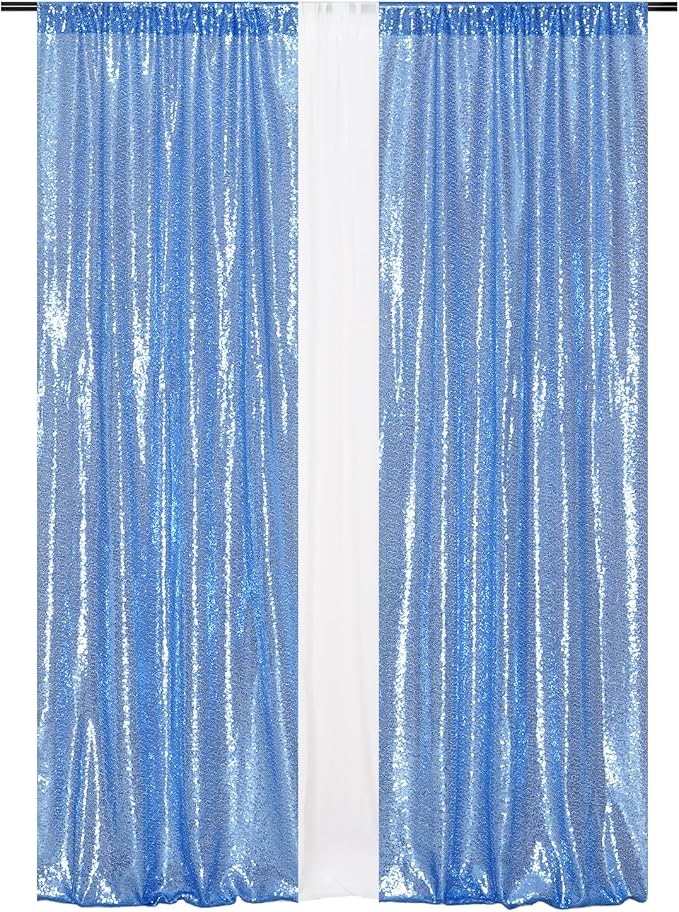 Eternal Beauty Baby Blue Sequin Backdrop Curtains, 2 Panels 2x8FT | 3mm Sparkle - Image 4