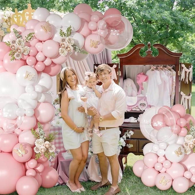 Light Pink Balloon Arch Kit, Baby Pink White Balloon Garland Kit | 126Pcs - Image 3