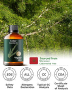 Pure Cedarwood Essential Oil for Bedtime Atmosphere, Evening Relaxation & Pillow Mist,Mumianhua Natural Woodland Aroma for Reed Diffuser,Aromatherapy, Bedroom, Skin, Hair, Tranquil Blends 3.38 Fl Oz