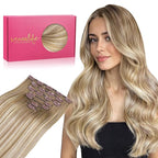 WENNALIFE Clip in Hair Extensions Real Human Hair, 12 Inch 80g 7pcs Remy Hair, Balayage Dirty Blonde with Platinum Ends Straight Natural Extensiones De Cabello Humano Con Clip Ins
