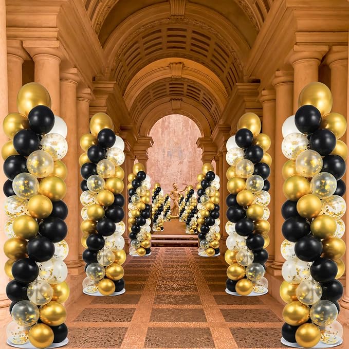 2 Set Black and Gold Balloons Column Stand Kit - Image 6