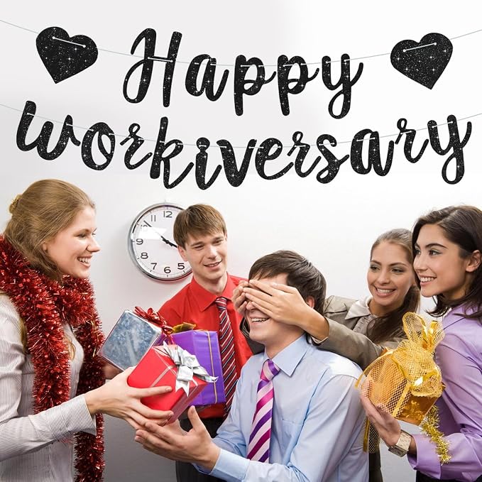 Black Glitter Happy Workiversary Banner - Image 4