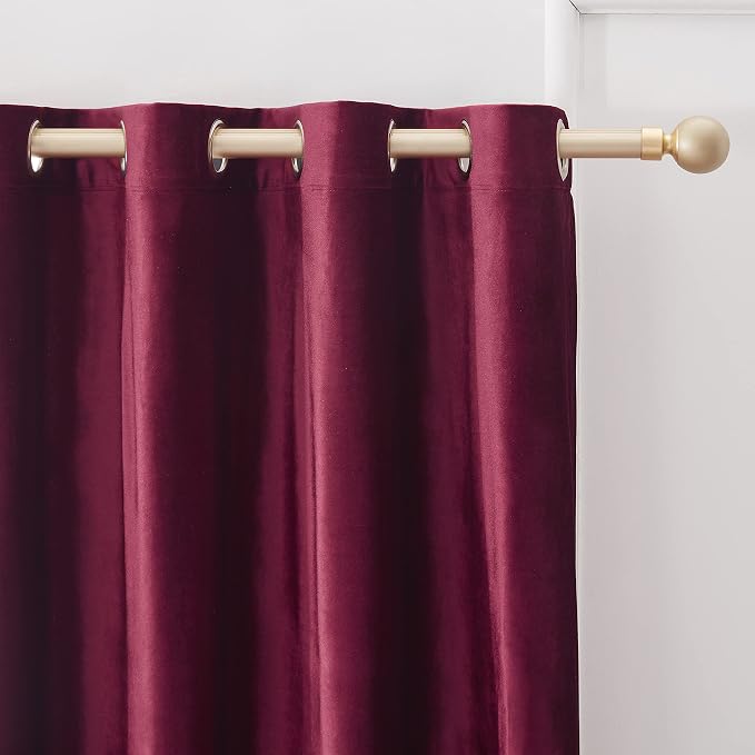 BULBUL Velvet Burgundy Blackout Curtains 120 inch Long - Image 2