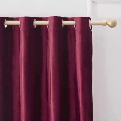 BULBUL Velvet Burgundy Blackout Curtains 90 inch Long - Image 2