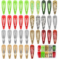 Party Snap Hair Clips by FLAREANN – 36 PCS 2 Inch Non-Slip Metal Barrettes in Glitter, Shimmer, Enamel & Metallic Finishes – Red Green Gold & Silver Hair Accessories