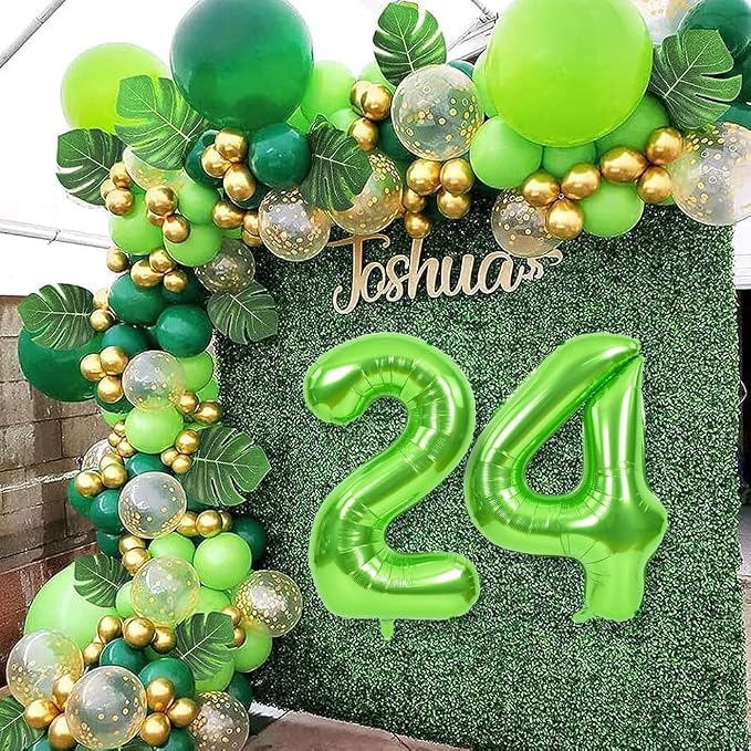 TONIFUL 40 Inch Green Number 24 Balloon Large Foil 24th Birthday Decoration | - Image 6
