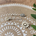 Women's Western Turquoise Hair Clips Set of 6 Decorative Bobby Pins Boho Hair Barrettes-(White，Green)