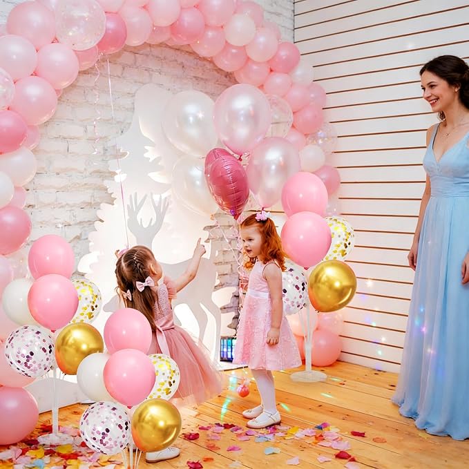 4 Sets Pink Gold Confetti Balloons Centerpieces - Image 6