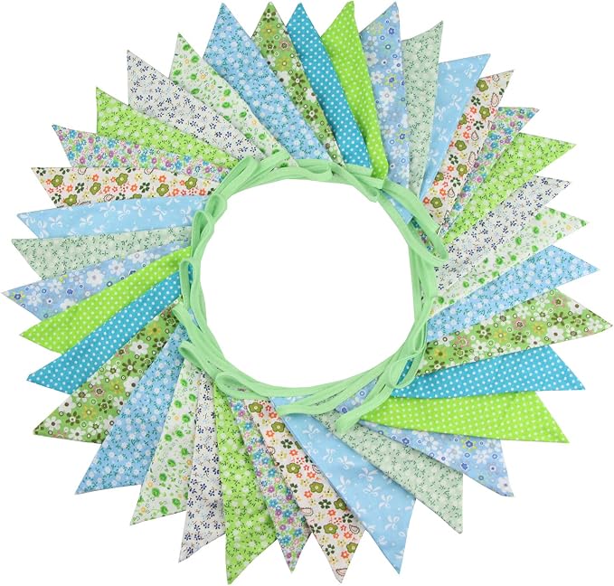 10M/32Ft Triangle Bunting Banner, Baby Shower, Outdoor and Home Decorations by JIALITFUN