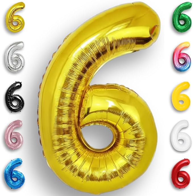 Gold Number Balloon 6 Mylar Foil Balloons 16 inch by Unknown