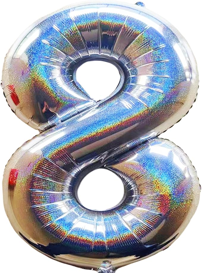 Jonhamwelbor 40 Inch Laser Silver Number 8 Balloon Foil Mylar Giant Balloon by Jonhamwelbor