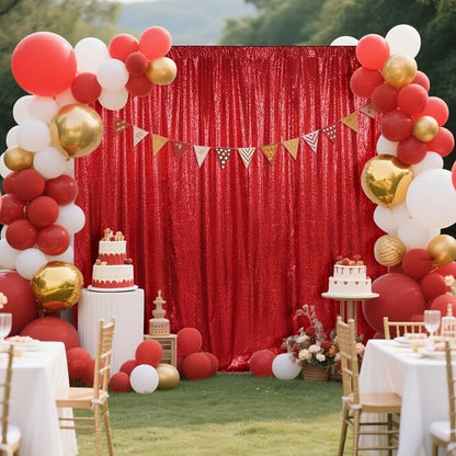 SquarePie 8x10ft Red Sequin Backdrop, High Density Non-Transparent Glitter - Image 4
