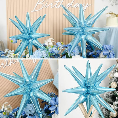 9Pcs Light Blue Star Balloons, Large Explosion Star Foil Balloons, Metallic - Image 5