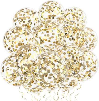 VHUWE Champagne Gold Confetti Balloons 25 Pcs, 12 Inch Thickened Clear Latex by VHUWE