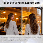 4 Pcs Flat Hair Clips for Women - Large Matte Flat Claw Clips for Thin Hair, Stylish Hair Accessories for Daily Styling, Matte Series (Deep Red, Black, Coffee, Dark Brown)