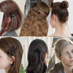 24 PCS 2.36 In Metal Snap Hair Barrettes For Women Water Drop Shape Hair Clips For Thick Thin Fine Hair,Bright Black