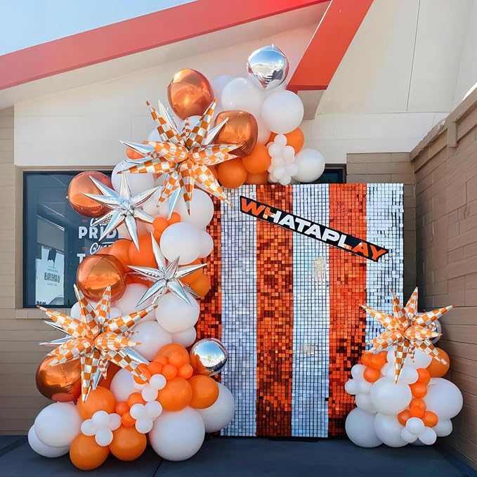 Orange Gingham Balloons Check Balloons Disco Ball Balloons Showgirl Life Party - Image 4