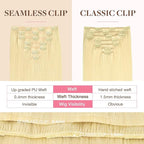 GOO GOO Clip in Hair Extensions Real Human Hair, Remy Human Hair Extensions Clip ins for Women, Natural Human Hair, 24inch 160g 7Pcs, 22F Light Golden Blonde