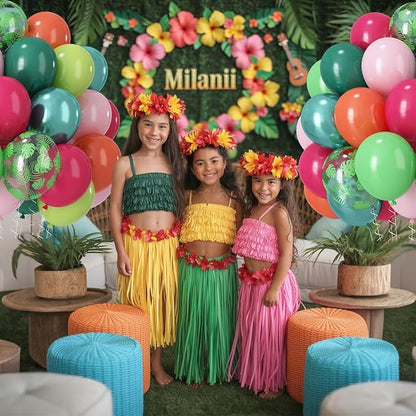 Tropical Balloons, Hot Pink Lime Green Orange Metallic Latex Balloon Palm - Image 4
