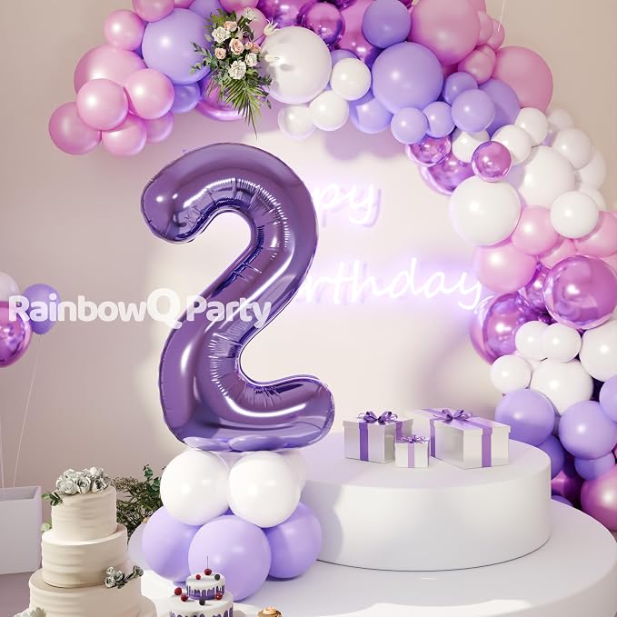 RainbowQ Purple 2 Balloon Number 40 Inch 0-40 Foil Large Balloons | Big Mylar 2 - Image 8