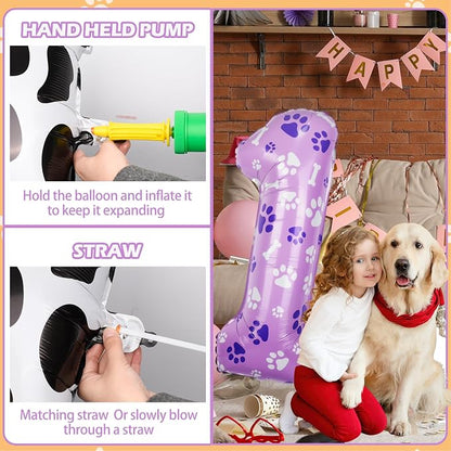 40 Inch Pink Dog Paw Balloons, Numeral 1Birthday Balloons - Image 4