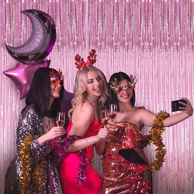 TenLaitech Curtain Pink Foil Backdrop, - Image 4