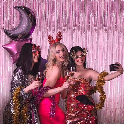 TenLaitech Curtain Pink Foil Backdrop, - Image 4