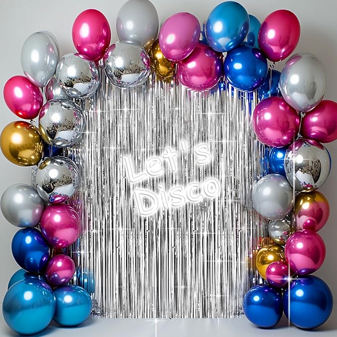 4 Packs Silver Foil Fringe Curtain, Baby Shower, Engagement, Bachelorette Party - Image 3