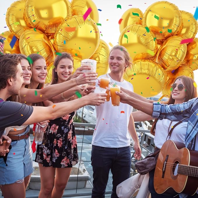 20PCS Gold Round Shaped Balloons, 18 Inch Round Foil Balloon, Giant Round - Image 5
