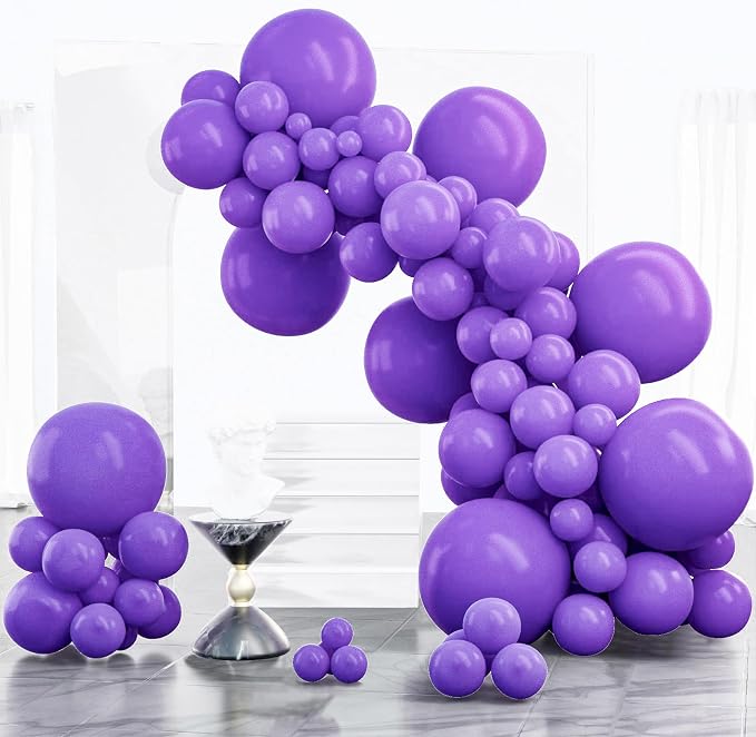PartyWoo Purple Balloons 100pcs Different Sizes of 18 12 10 5 Inch | Balloons by PartyWoo
