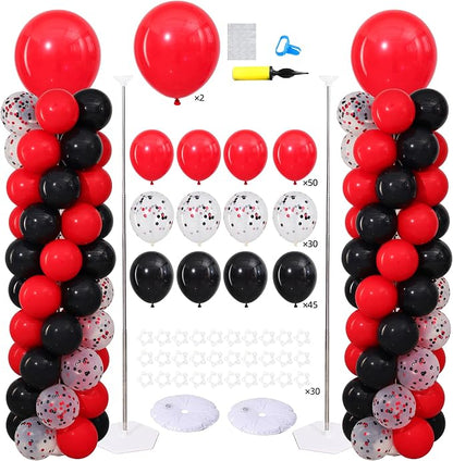 Red and Black Balloon Column Stand Kit Set of 2 by ZyloonDecoration