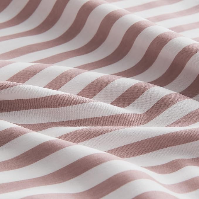 JELLYMONI 100% Natural Cotton Striped Standard Pillowcases Set, 2 Pack White and Pink Stripes Pattern Printed Pillow Covers with Envelope Closure(Pillows are not Included)