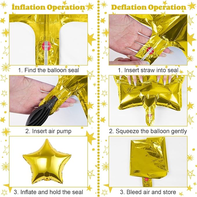 14pcs Green Gold Star Balloons, Mixed Star Foil Balloon, 22Inch Explosion Stars - Image 7