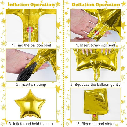 14pcs Green Gold Star Balloons, Mixed Star Foil Balloon, 22Inch Explosion Stars - Image 7