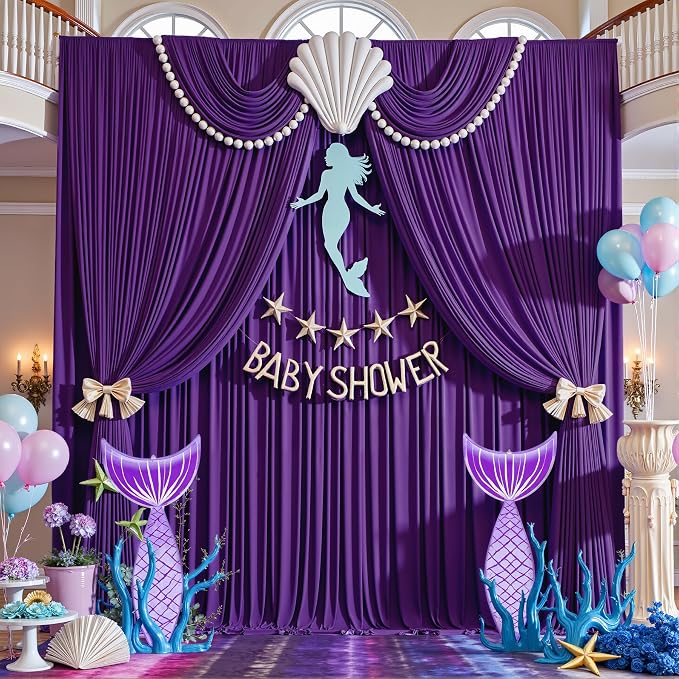 10ft×12ft Wrinkle Free Purple Backdrop Curtain - Image 8