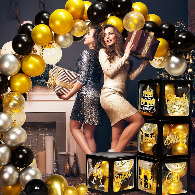 Funrous 51 Pcs Gold and Black Birthday Party Decorations - Image 5