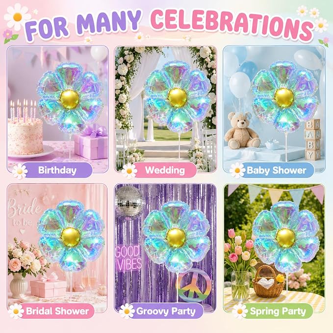 Iridescent Daisy Balloons, Baby Shower, Bridal Shower and Spring Party - Image 9