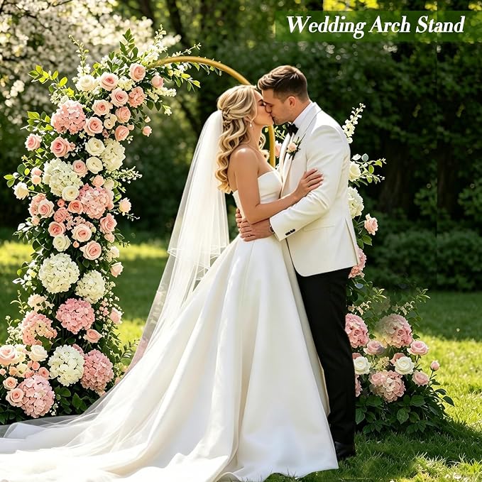 6 FT Metal Arch Backdrop Stand, Party Balloon Arch Stand | Dustproof caps - Image 2