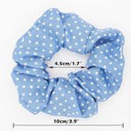 Blue Plaid Scrunchies Set - 5 Bandana Hair Ties for Women