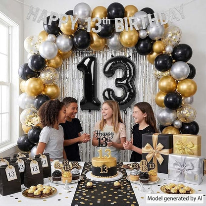 Black Number 13 Balloon 40 Inch, Foil Numeral - Image 2