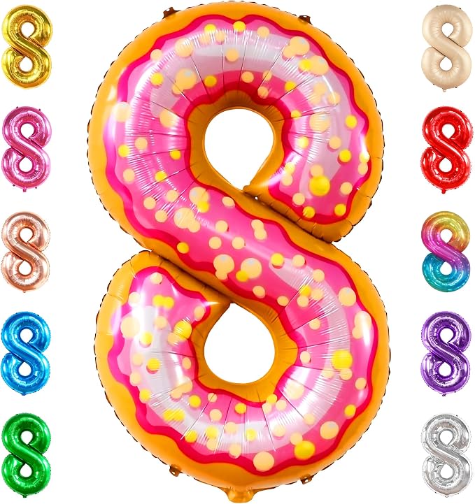 KatchOn Number 8 Donut Balloon 40 Inch | 8 Balloons by KatchOn
