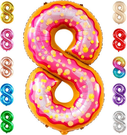 KatchOn Number 8 Donut Balloon 40 Inch | 8 Balloons by KatchOn