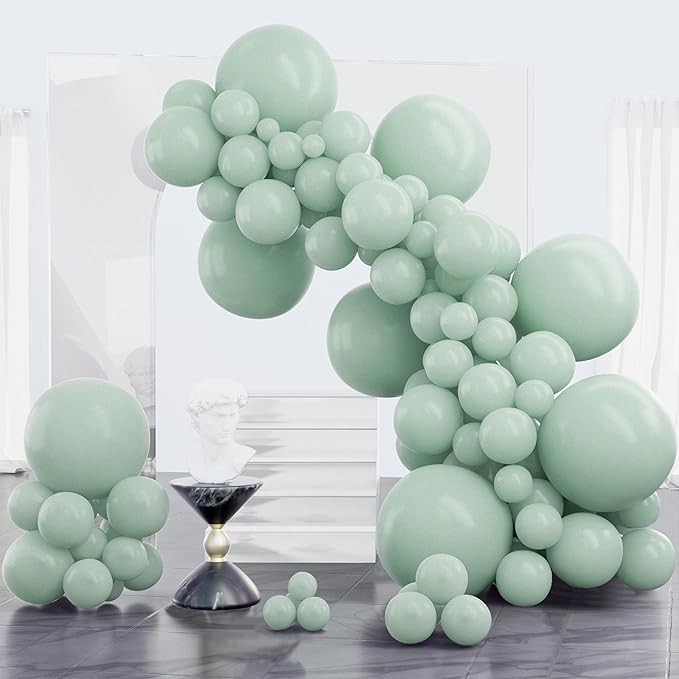 PartyWoo Dusty Green Balloons 100pcs Sage Olive Eucalyptus Green Boho Color | by PartyWoo